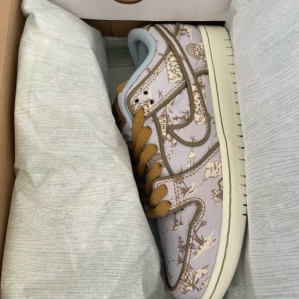 Nike Brown and White Sneakers with Classic Dunk Silhouette